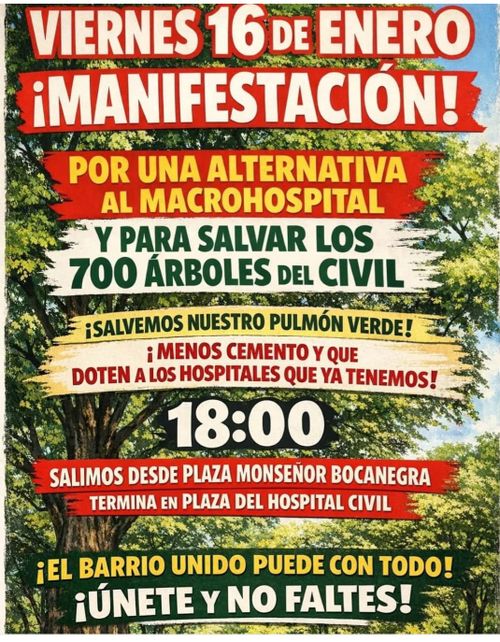 Manifestación: alternativa al macrohospital y para salvar los 700 árboles del civil